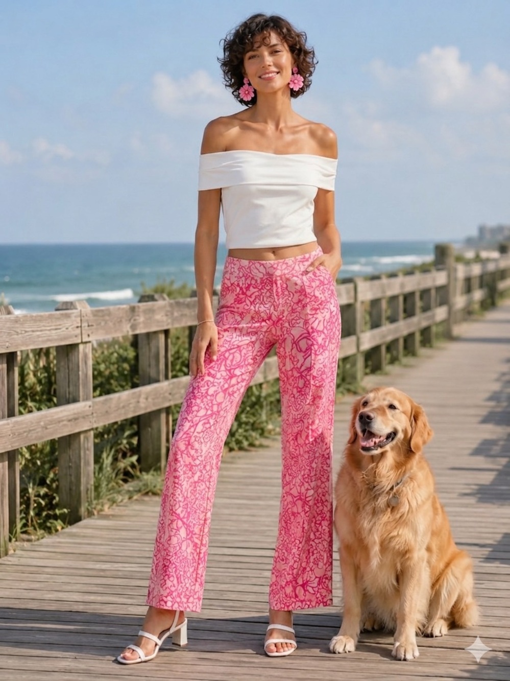 Beautifully classy Lilly Pulitzer Pink and White Floral Pants